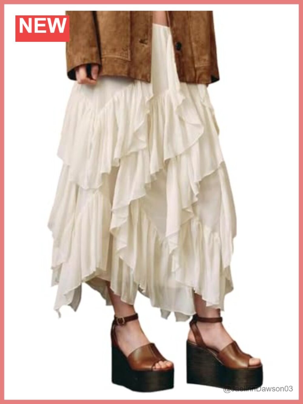Women's Flowy Ruffle Maxi Skirt Tiered Long Boho Skirt